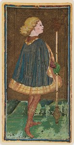 De Knave van Staven, facsimile van een tarotkaart uit het 